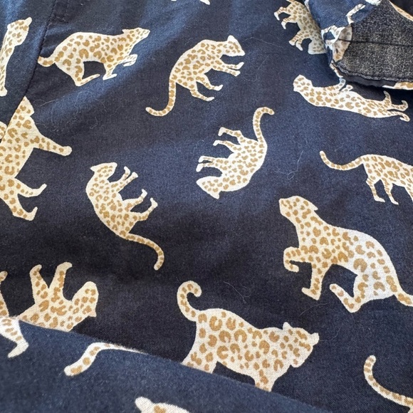 J. by J. Crew Navy and Cream Leopard Pattern Cotton Button Down Shirt / LG - Picture 8 of 10